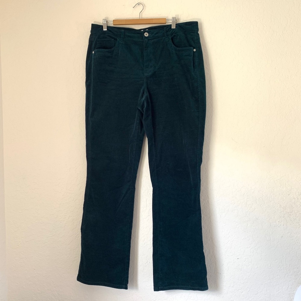 J. Jill Corduroy Pants Women 18 Tall Teal Green Straight Dark Academia Preppy
